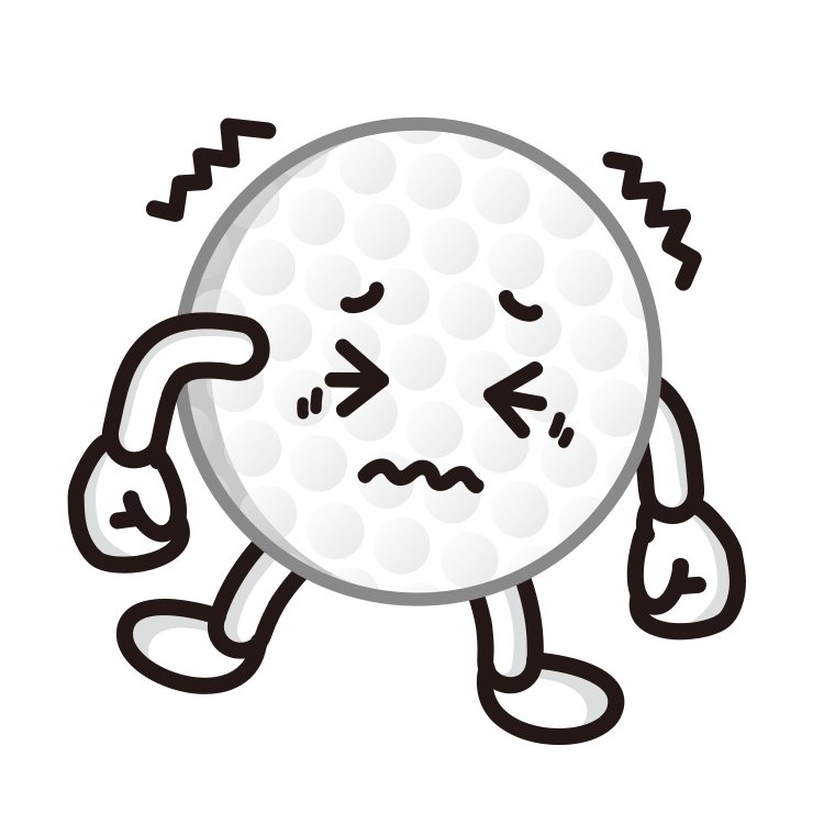 ブルブル震えるゴルフボールちゃんのイラスト【色あり、背景なし】透過PNG