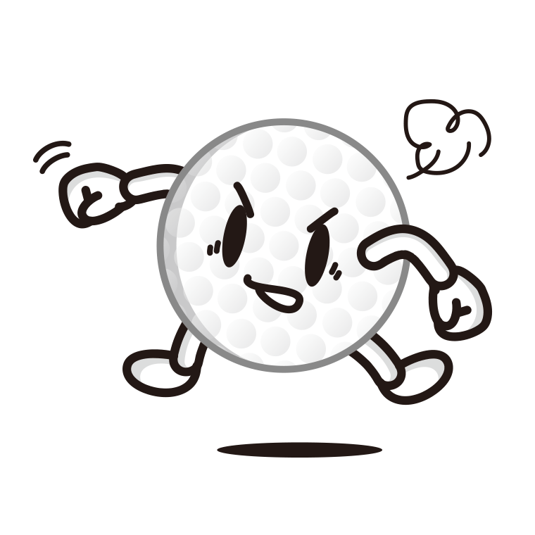 パンチするゴルフボールちゃんのイラスト【色あり、背景なし】透過PNG