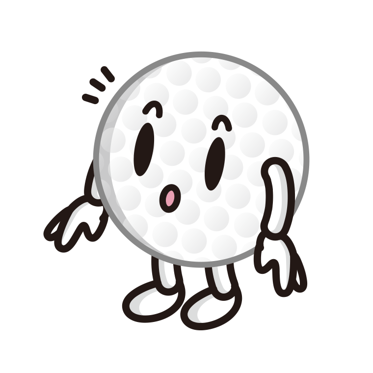何かに気付くゴルフボールちゃんのイラスト【色あり、背景なし】透過PNG