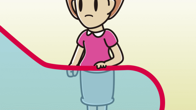 エスカレーターで怒る女性のイラスト【色、背景あり】PNG