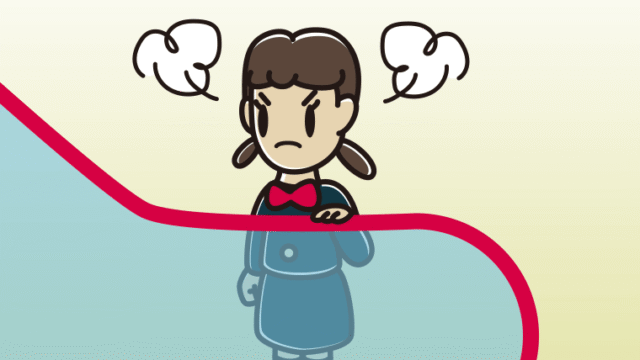 エスカレーターで怒る女子中学生のイラスト【色、背景あり】PNG