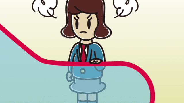 エスカレーターで怒る女子高校生のイラスト【色、背景あり】PNG