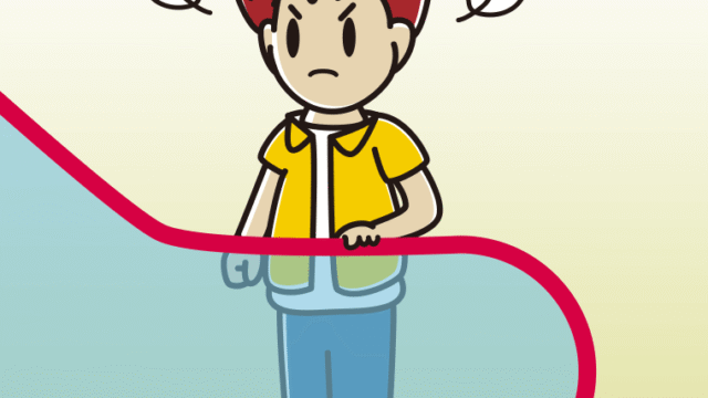 エスカレーターで怒る男子大学生のイラスト【色、背景あり】PNG