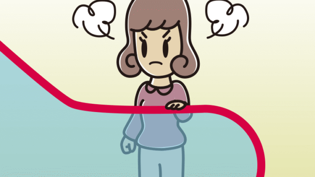 エスカレーターで怒る女子大学生のイラスト【色、背景あり】PNG