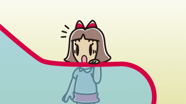 エスカレーターで驚く小学生女子のイラスト【色、背景あり】PNG