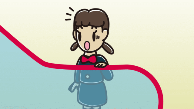 エスカレーターで驚く女子中学生のイラスト【色、背景あり】PNG