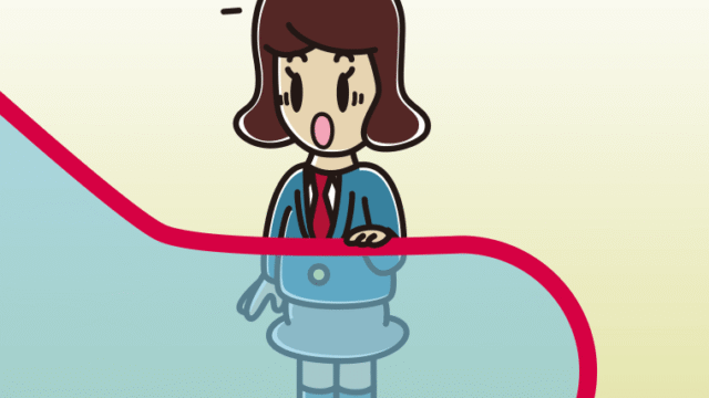 エスカレーターで驚く女子高校生のイラスト【色、背景あり】PNG