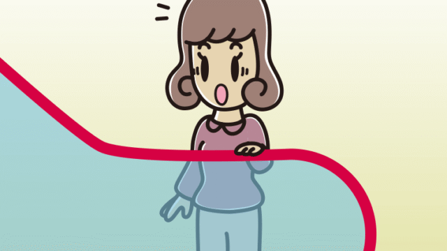 エスカレーターで驚く女子大学生のイラスト【色、背景あり】PNG