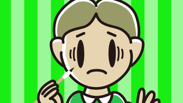 筆を持って困る小学生男子のイラスト【色、背景あり】PNG