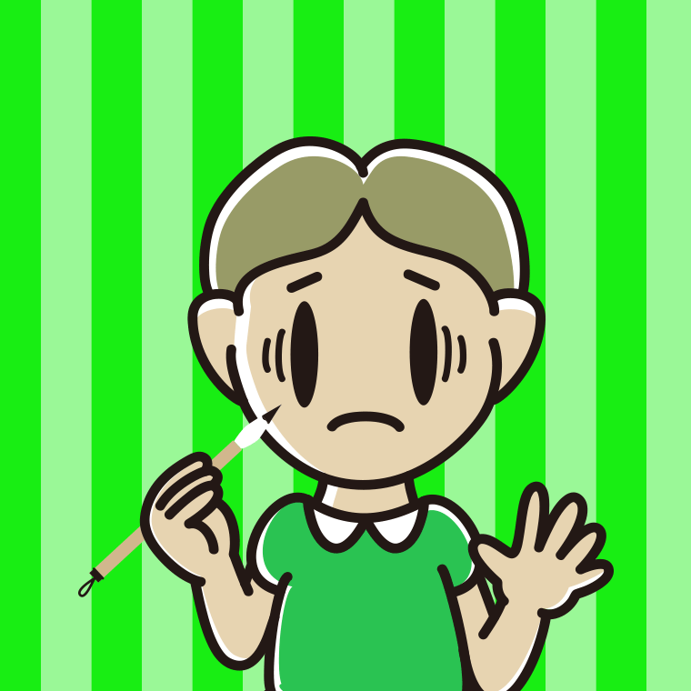 筆を持って困る小学生男子のイラスト【色、背景あり】PNG