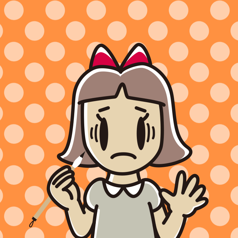 筆を持って困る小学生女子のイラスト【色、背景あり】PNG