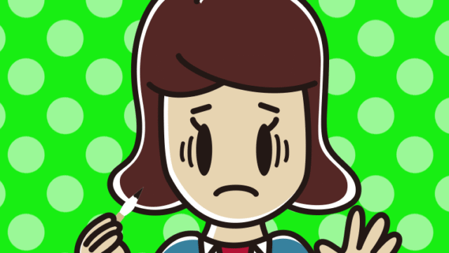 筆を持って困る女子高校生のイラスト【色、背景あり】PNG