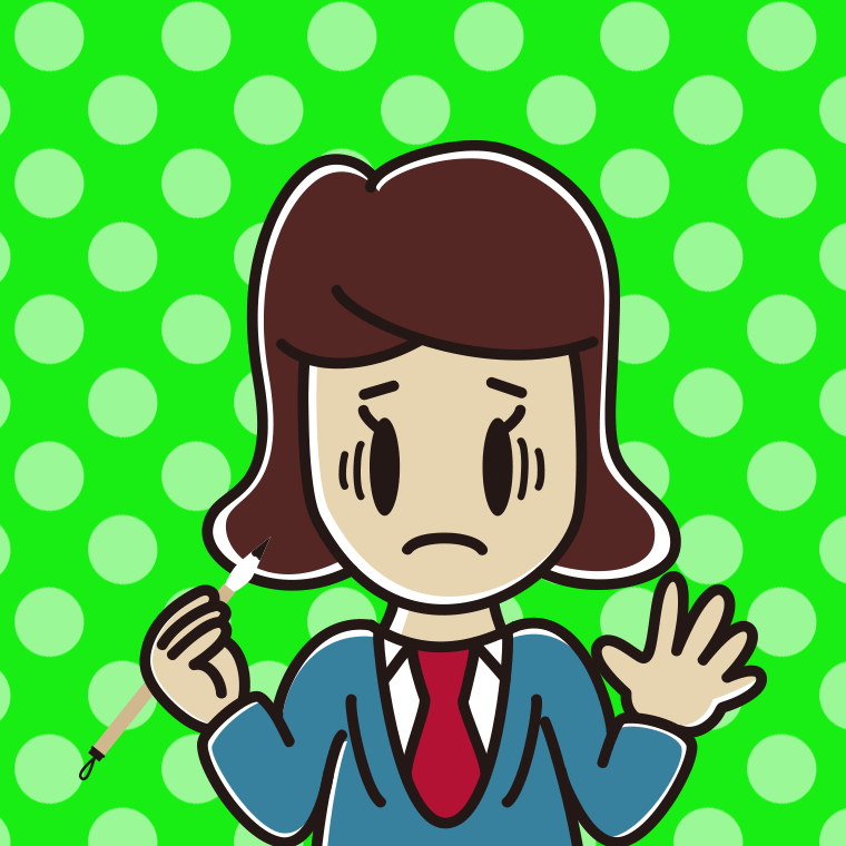 筆を持って困る女子高校生のイラスト【色、背景あり】PNG
