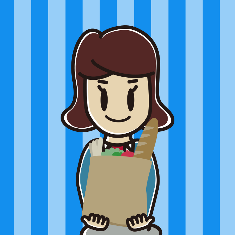 買い物袋を持つ女子高校生のイラスト【色、背景あり】PNG