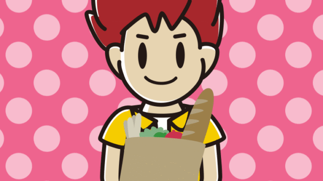 【フリー素材】買い物袋を持つ男子大学生のイラスト