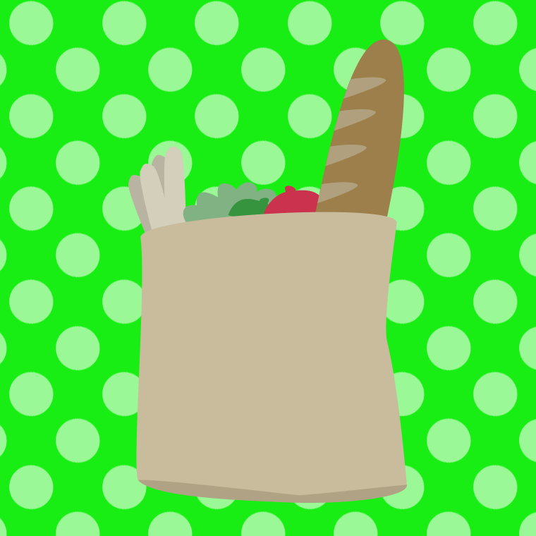 買い物袋のイラスト【色、背景あり】PNG