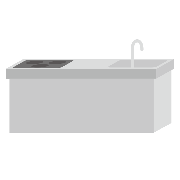 アイランドキッチンのイラスト【色あり、背景なし】透過PNG