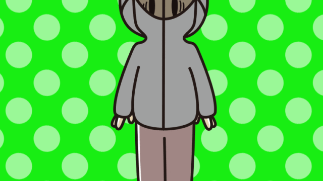 不審者パーカーで困る男性のイラスト【色、背景あり】PNG