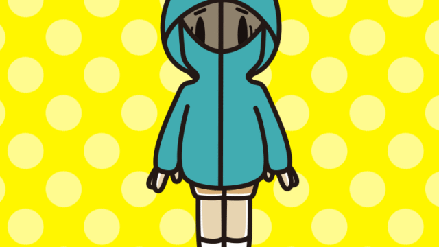 不審者パーカーで困る小学生男子のイラスト【色、背景あり】PNG