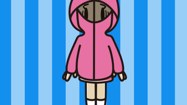 不審者パーカーで困る小学生女子のイラスト【色、背景あり】PNG