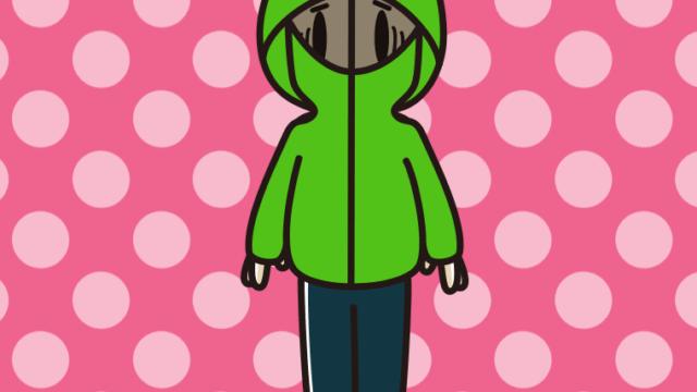 不審者パーカーで困る男子中学生のイラスト【色、背景あり】PNG