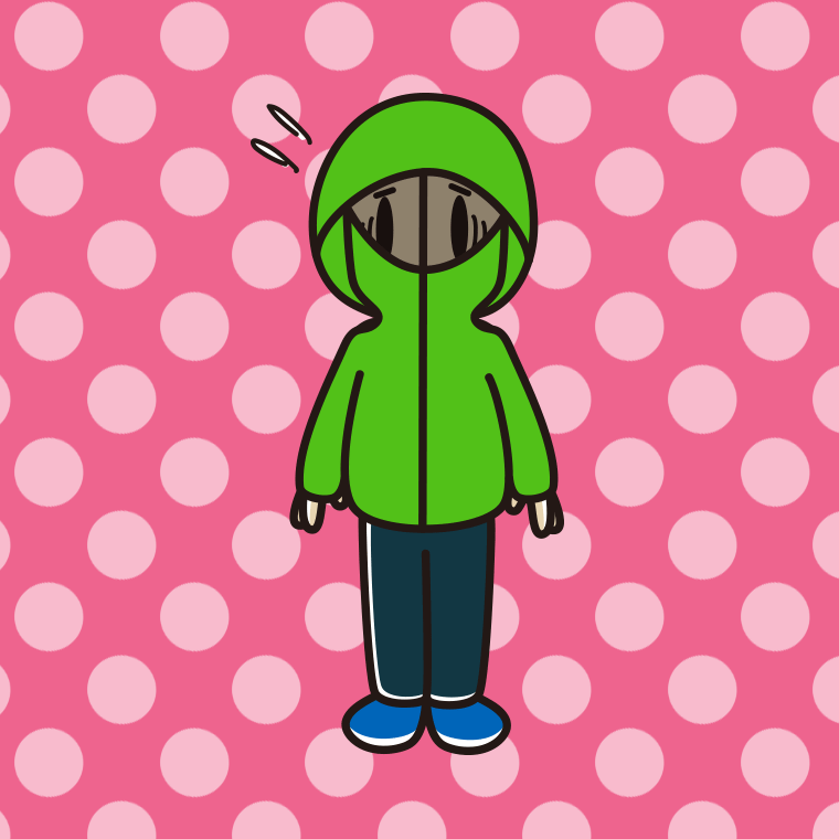 不審者パーカーで困る男子中学生のイラスト【色、背景あり】PNG