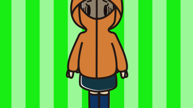 不審者パーカーで困る女子中学生のイラスト【色、背景あり】PNG