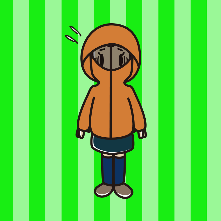 不審者パーカーで困る女子中学生のイラスト【色、背景あり】PNG