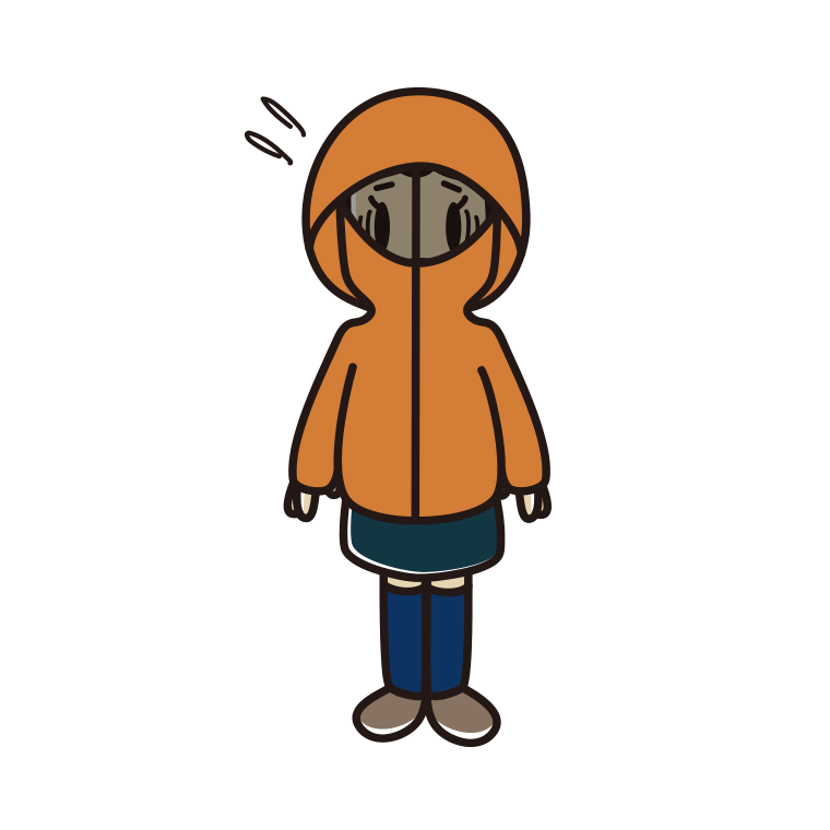 不審者パーカーで困る女子中学生のイラスト【色あり、背景なし】透過PNG