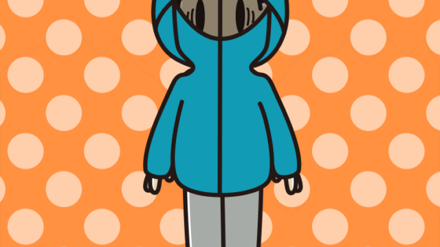 不審者パーカーで困る男子高校生のイラスト【色、背景あり】PNG