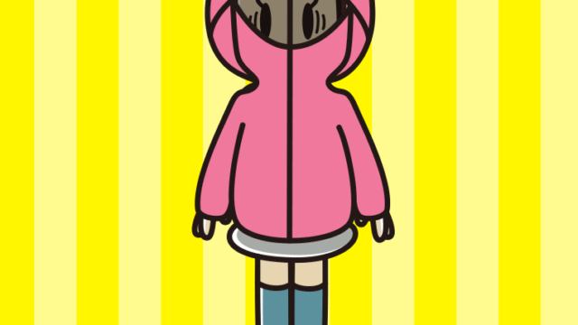 不審者パーカーで困る女子高校生のイラスト【色、背景あり】PNG