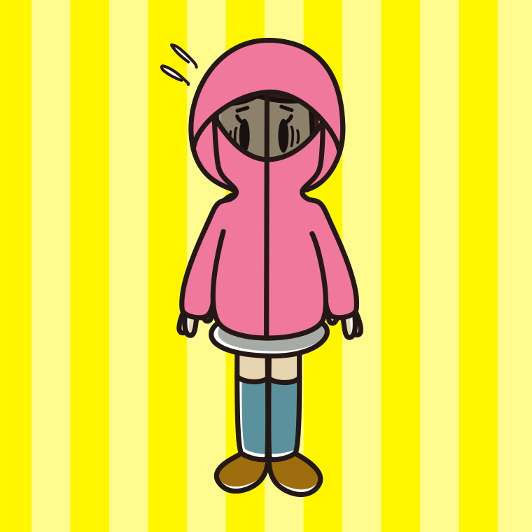 不審者パーカーで困る女子高校生のイラスト【色、背景あり】PNG