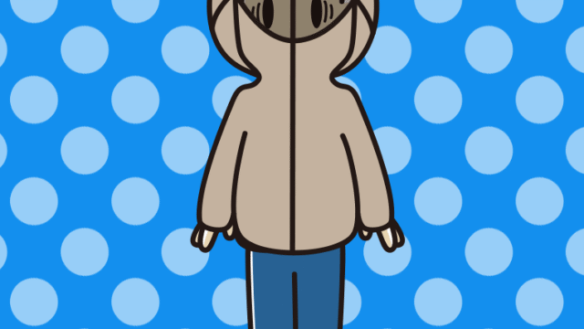 不審者パーカーで困る男子大学生のイラスト【色、背景あり】PNG