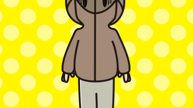 不審者パーカーで困るおじいさんのイラスト【色、背景あり】PNG