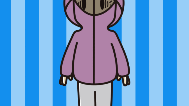 不審者パーカーで困るおばあさんのイラスト【色、背景あり】PNG