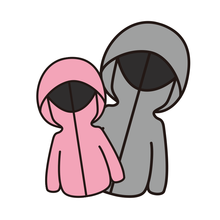 不審者パーカーのイラスト【色あり、背景なし】透過PNG