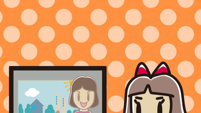 テレビを見ながらスマホを使う小学生女子のイラスト【色、背景あり】PNG