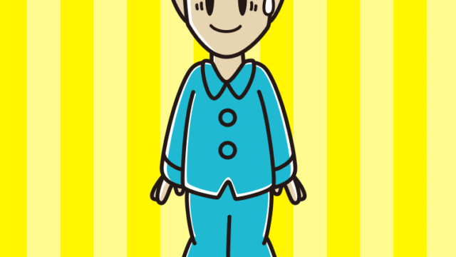 苦笑いするパジャマの男性のイラスト【色、背景あり】PNG