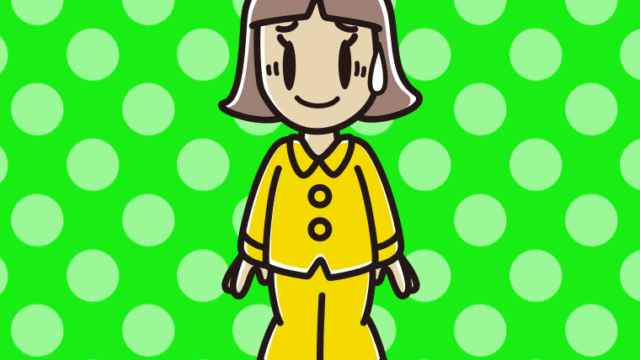 苦笑いするパジャマの小学生女子のイラスト【色、背景あり】PNG