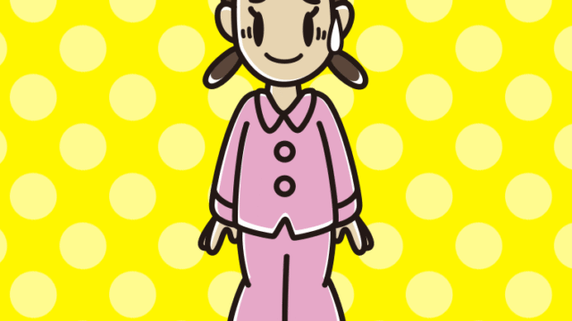 苦笑いするパジャマの女子中学生のイラスト【色、背景あり】PNG