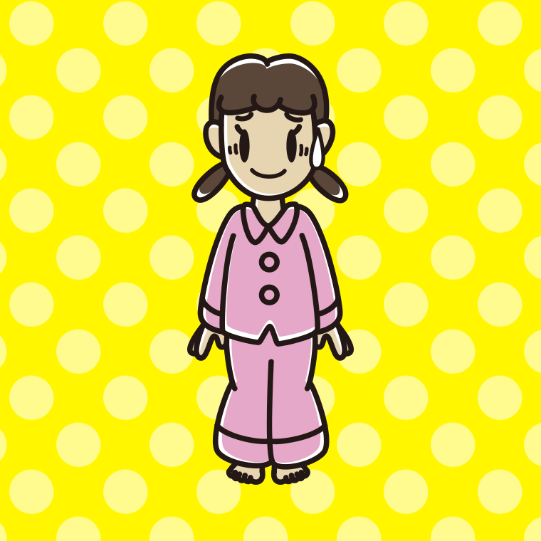 苦笑いするパジャマの女子中学生のイラスト【色、背景あり】PNG