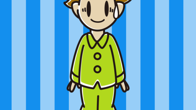 苦笑いするパジャマの男子高校生のイラスト【色、背景あり】PNG