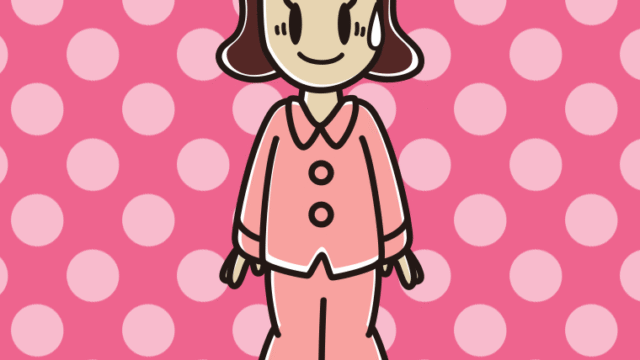 苦笑いするパジャマの女子高校生のイラスト【色、背景あり】PNG