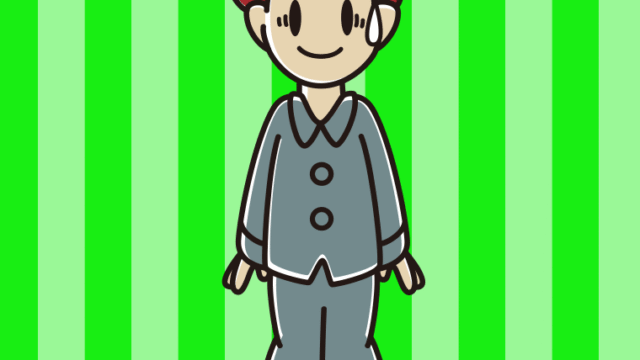 苦笑いするパジャマの男子大学生のイラスト【色、背景あり】PNG