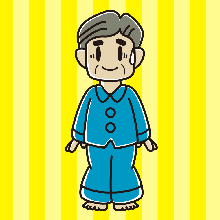 苦笑いするパジャマのおじさんのイラスト【色、背景あり】PNG
