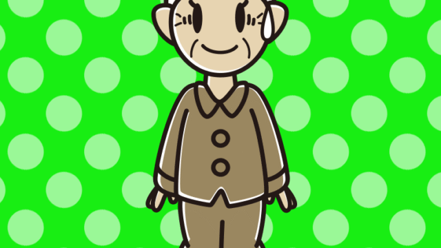 苦笑いするパジャマのおばあさんのイラスト【色、背景あり】PNG