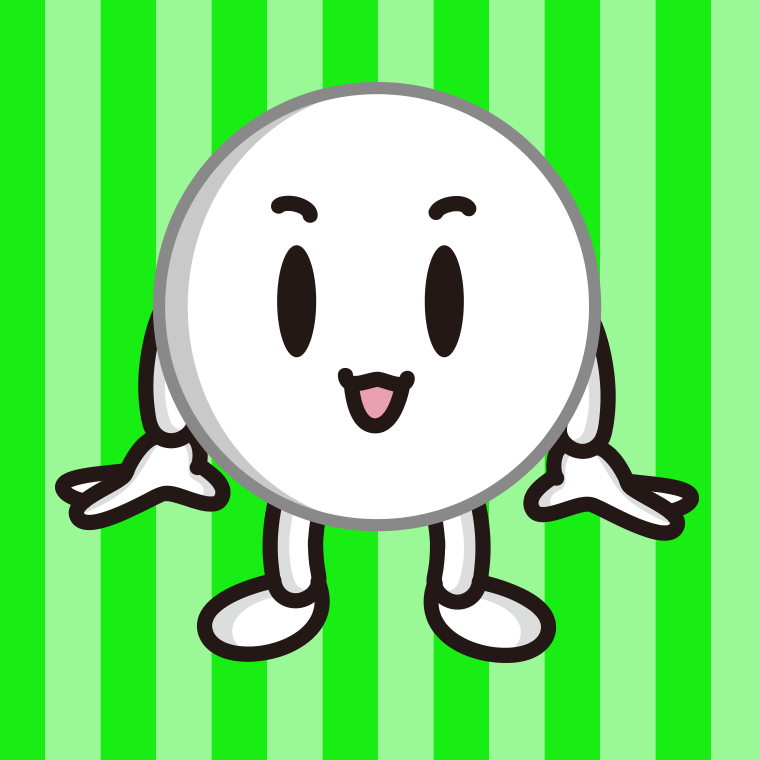 かわいいピンポン玉ちゃんのイラスト【色、背景あり】PNG