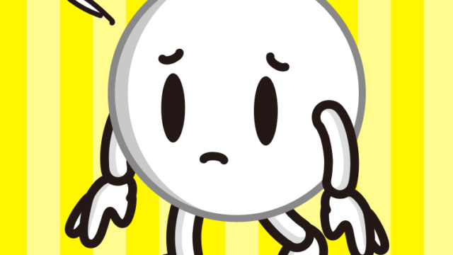 悲しそうなピンポン玉ちゃんのイラスト【色、背景あり】PNG