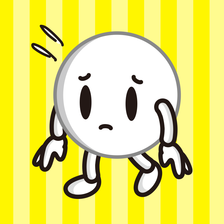 悲しそうなピンポン玉ちゃんのイラスト【色、背景あり】PNG