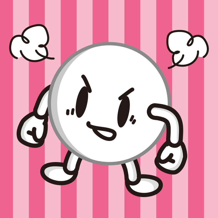 怒るピンポン玉ちゃんのイラスト【色、背景あり】PNG